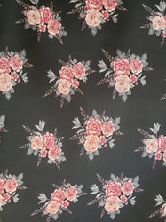 Gorgeous pink Roses on Polyester Spandex Mesh See Through Print Fabric