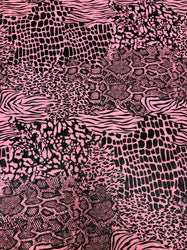Mixed Animal Print w Clear Snake Skin Foil Fabric