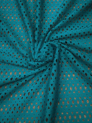 Dark Coral or Dark Jade Nylon Spandex 4 ways Stretch Laser Cut See Through Mesh Fabric