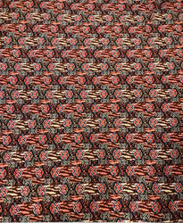 Checked with Gold Coins Print on Polyester Spandex 2 way stretch Fabric