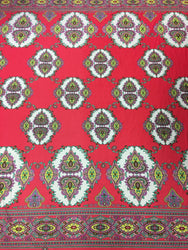 Big Double Border Geometric Pattern on Stretch Lightweight Knit Jersey Polyester Spandex Fabric