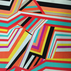 Big Geometric Lines Pattern on Stretch Lightweight Knit Jersey Polyester Spandex Fabric