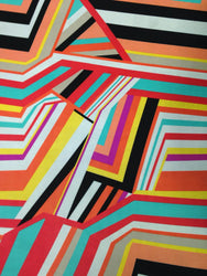 Big Geometric Lines Pattern on Stretch Lightweight Knit Jersey Polyester Spandex Fabric