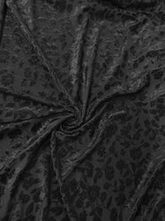 Gothic Black Floral Burnout Panne Velvet on Polyester Spandex Fabric