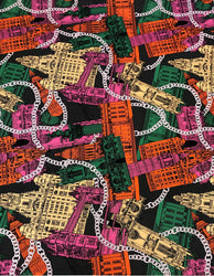 Big Buildings Print on Polyester ITY Matte Jersey Fabric