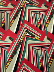 Belt Chain Lines Design on Polyester Spandex 2 Way Stretch Venezia Fabric