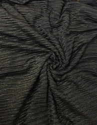 Gold Lurex on Black Polyester Spandex Mesh 2 Way Stretch Fabric