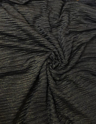Gold Lurex on Black Polyester Spandex Mesh 2 Way Stretch Fabric