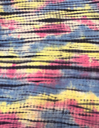 Pink, Yellow, & Blue Tie Dye Abstract Print on Rayon Spandex Stretch