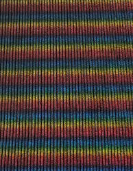 Rainbow Striped Foil Lurex on Black Velvet Polyester Spandex Stretch
