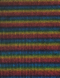 Rainbow Striped Foil Lurex on Black Velvet Polyester Spandex Stretch