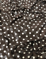 Polyester Spandex ITY Matte Jersey 5mm Polka Dots w/ Silver Swirl Fabric