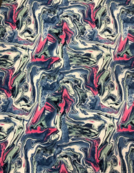 Colorful Abstract Marble Print on Bulgari Polyester Spandex Fabric