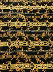Gold Abstract Chains on Black Polyester Spandex Lightweight Fabric