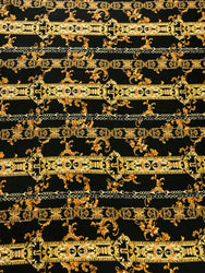 Gold Abstract Chains on Black Polyester Spandex Lightweight Fabric