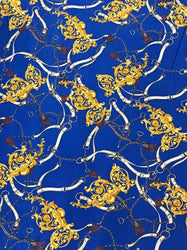 Gold Chain Belt Abstract Design on Polyester Spandex Fabric