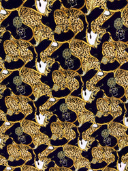 Big Animal & Gold Belt Print on Polyester Single Spun Navy Background Color