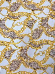 Gold Chains & Animal Print on Polyester Spandex 2 way Stretch Fabric
