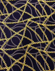 Gold Chains Print on Polyester Spandex 2 ways Stretch Fabric