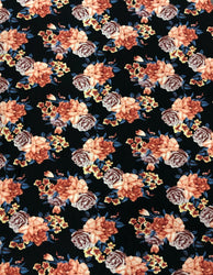 Beautiful Floral Print on Black Polyester Spandex Bulgari