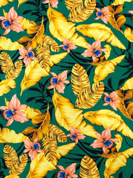 Big Hawaiian Flowers on Poly Spandex Venezia Stretch Fabric