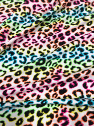 Nylon Spandex Neon Rainbow Leopard Print on 4 Way Stretch Fabric