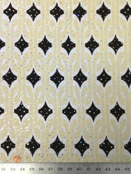 Retro Geometric Print w/ Silver Holographic Faux Sequins on Stretch Polyester Spandex