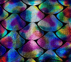 Holographic Mermaid Scale Stretch Tricot Fabric by the Yard for Apparel & Costumes