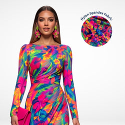 RESTOCKED Neon Tropical Hibiscus Floral Heavy Stretch Nylon Spandex Fabric