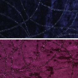 Glitter Strings on Velvet Stretch Fabric Plum and Navy 54