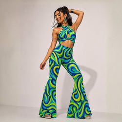 Colorful Neon Psychedelic Retro Pattern Heavy Stretch Nylon Spandex Fabric